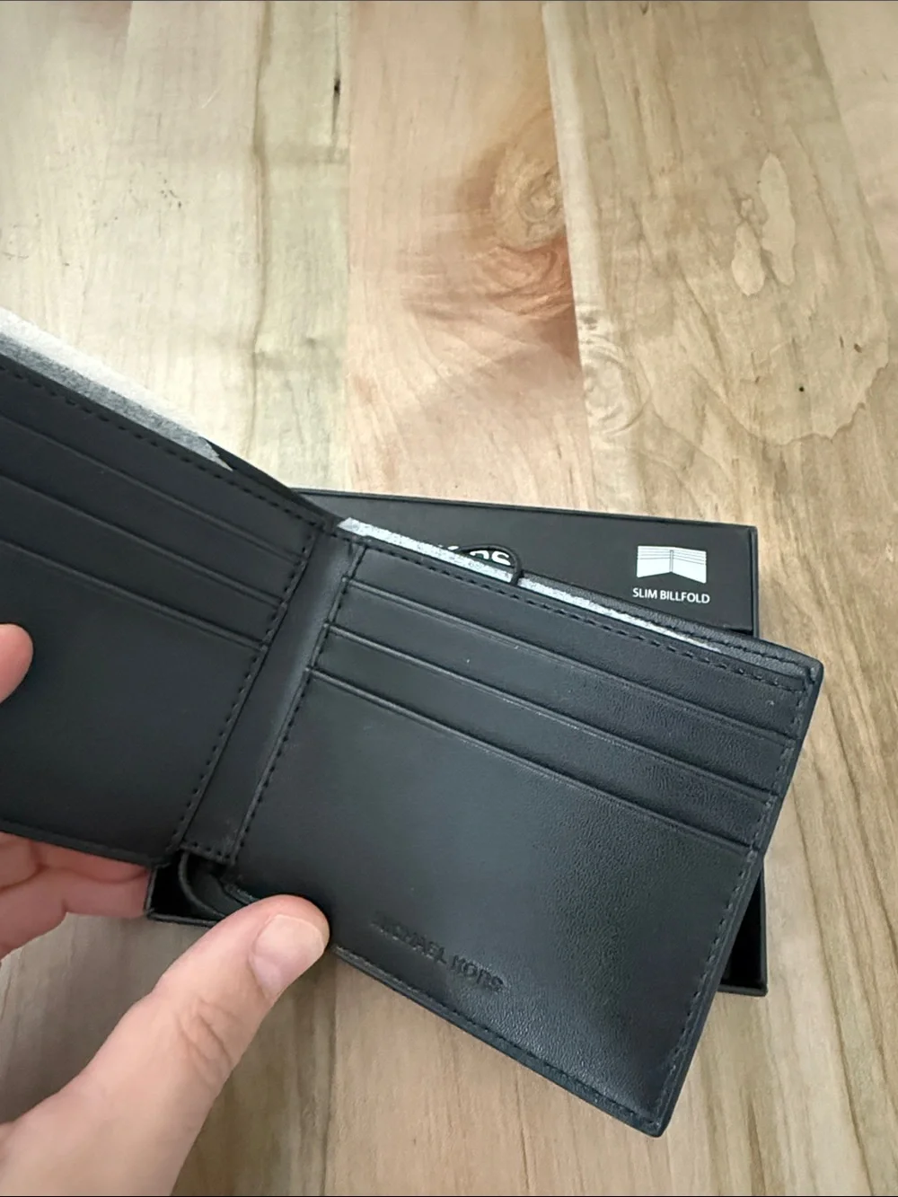 Michael Kors Black Embossed MK Slim Wallet